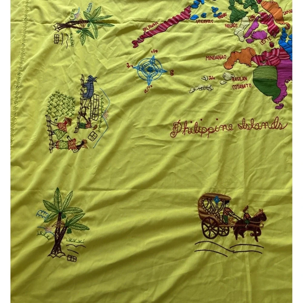 Philippine Islands Tablecloth Embroidered Map Of Philippines Tablecloth 100 x 84